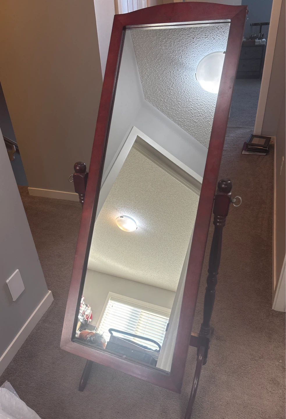 Standing Cheval Mirror - Dark Wood Finish