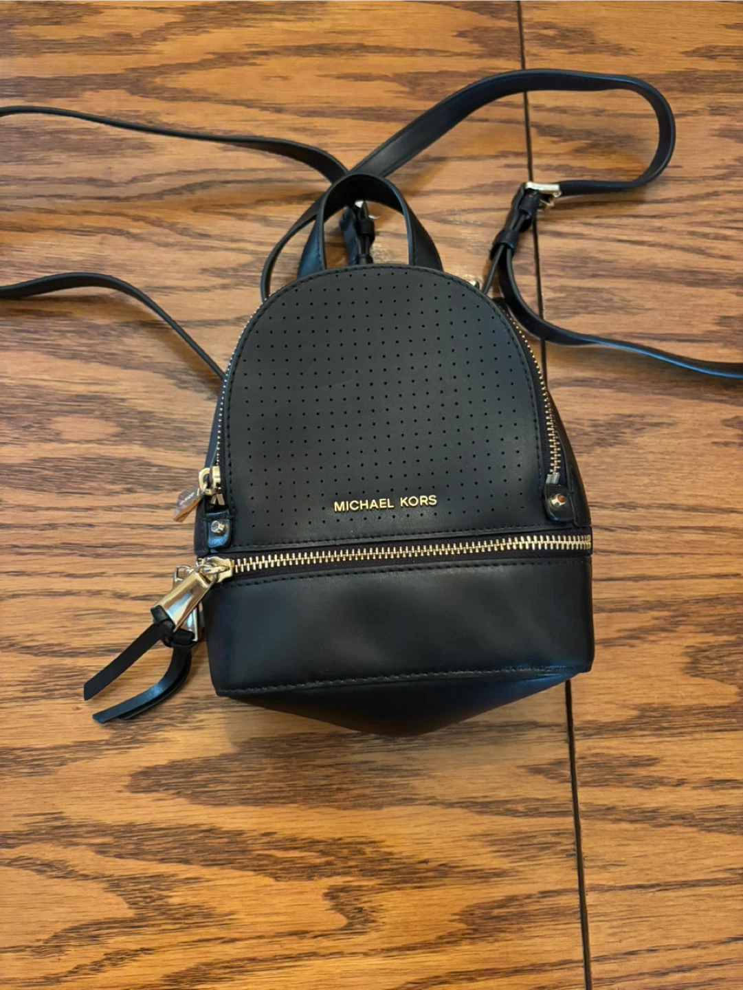 Michael Kors Black Leather Mini Backpack