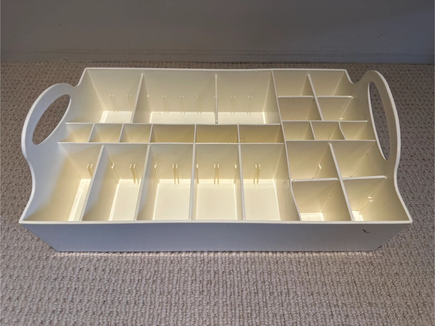 Cream Multi-Compartment Organizer Tray with Handles