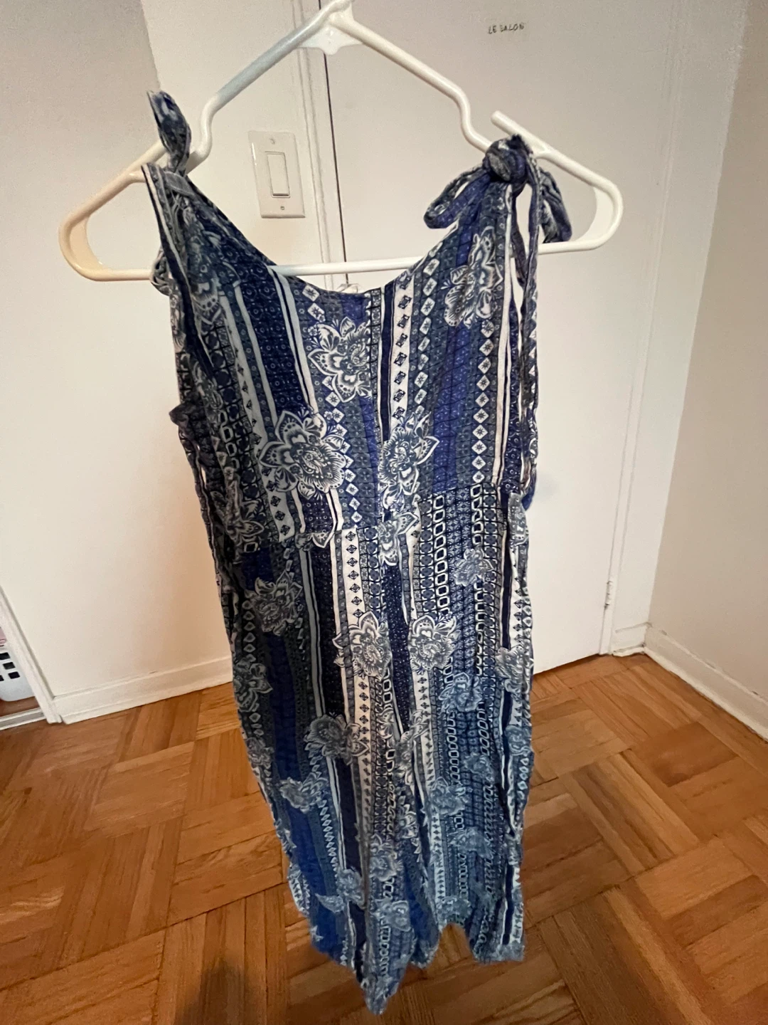 Blue and White Patterned Jumpsuit