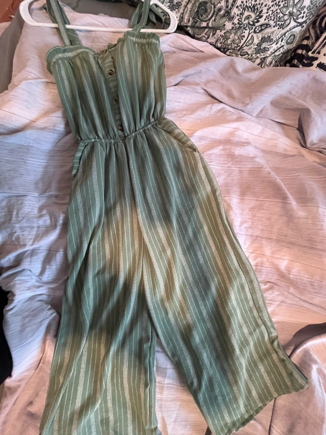 Monteau Striped Jumpsuit Green Size M - photo 3