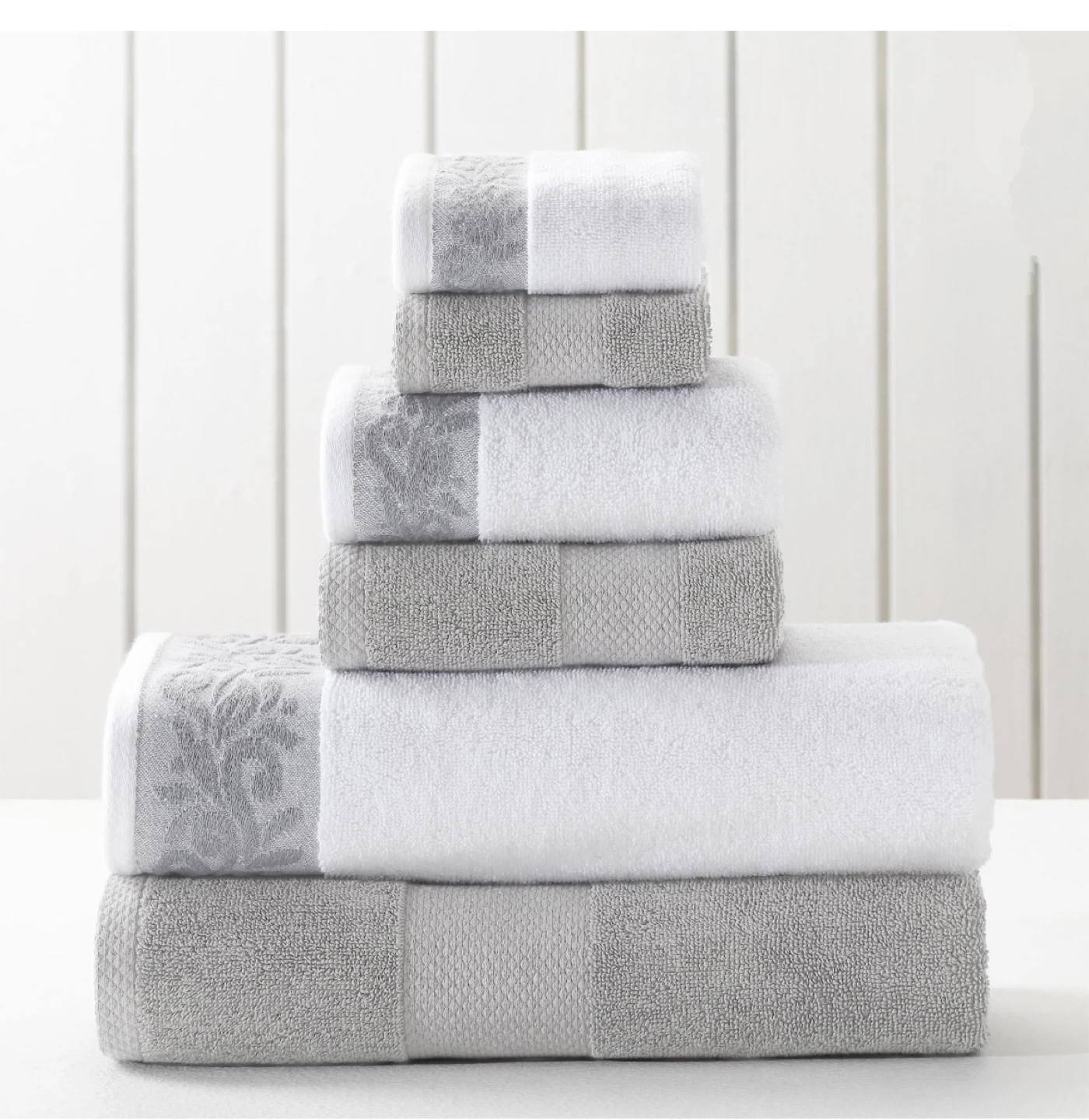 Modern Threads Jacquard Border Bath Towels - 6 Piece Set