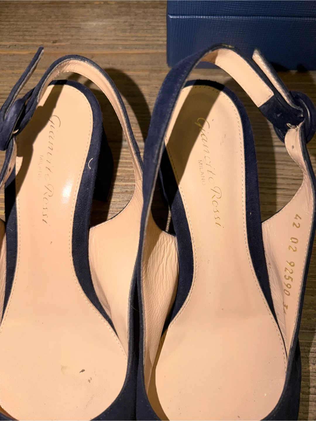 Gianvito Rossi Navy Suede Slingback Heels Size 36