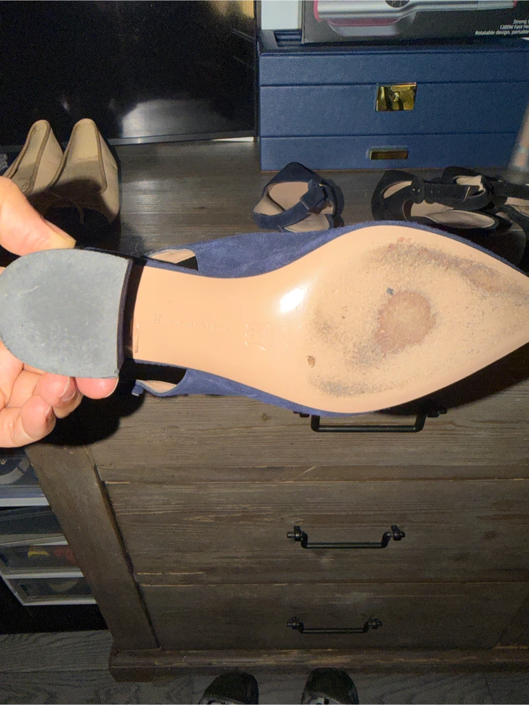 Gianvito Rossi Navy Suede Slingback Heels Size 36 - photo 3