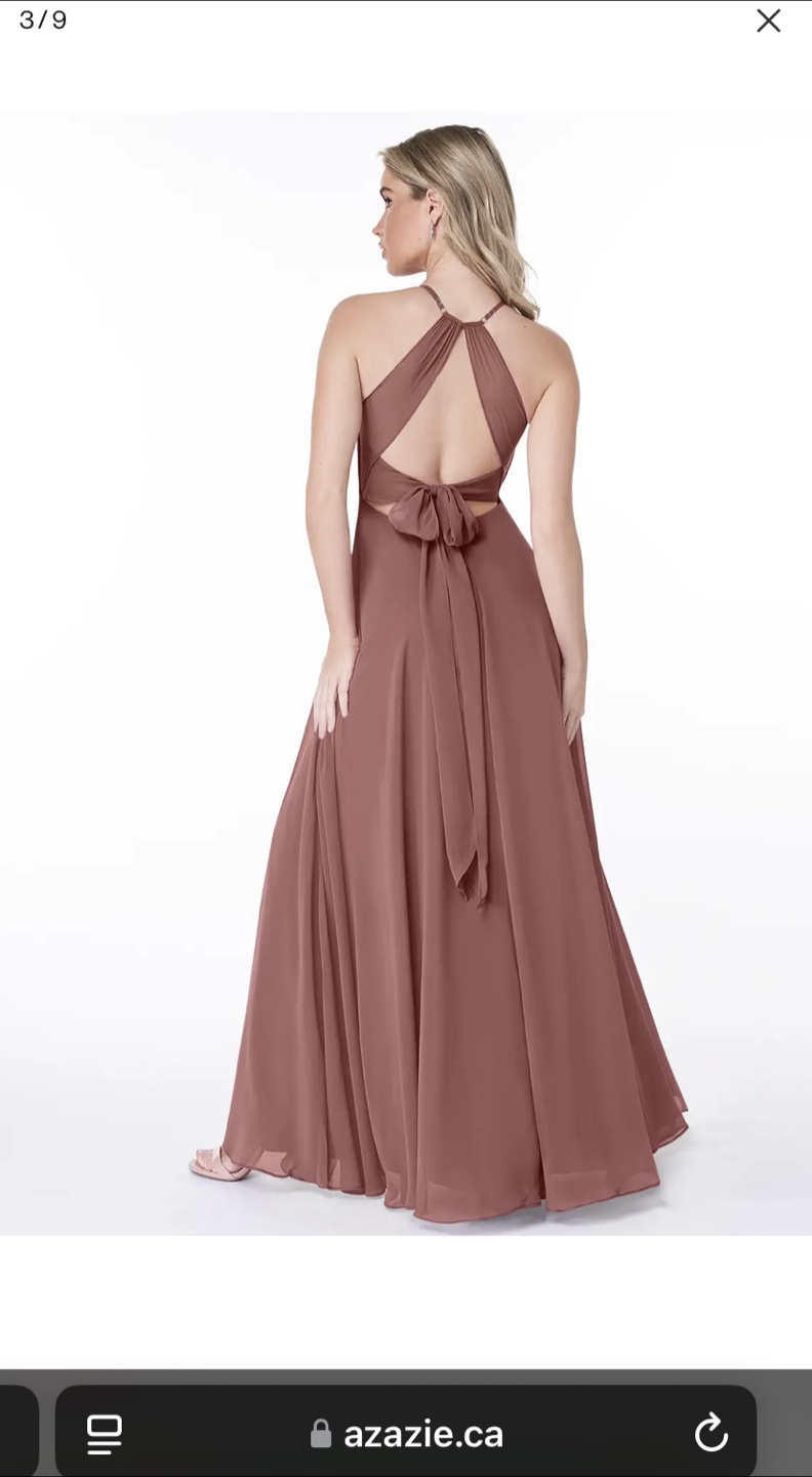 Azazie Bridesmaid Halter Dress - Desert Rose in Size A2 - photo 2