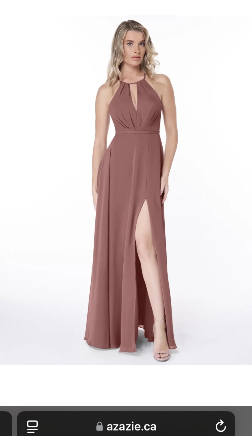 Azazie Bridesmaid Halter Dress - Desert Rose in Size A2