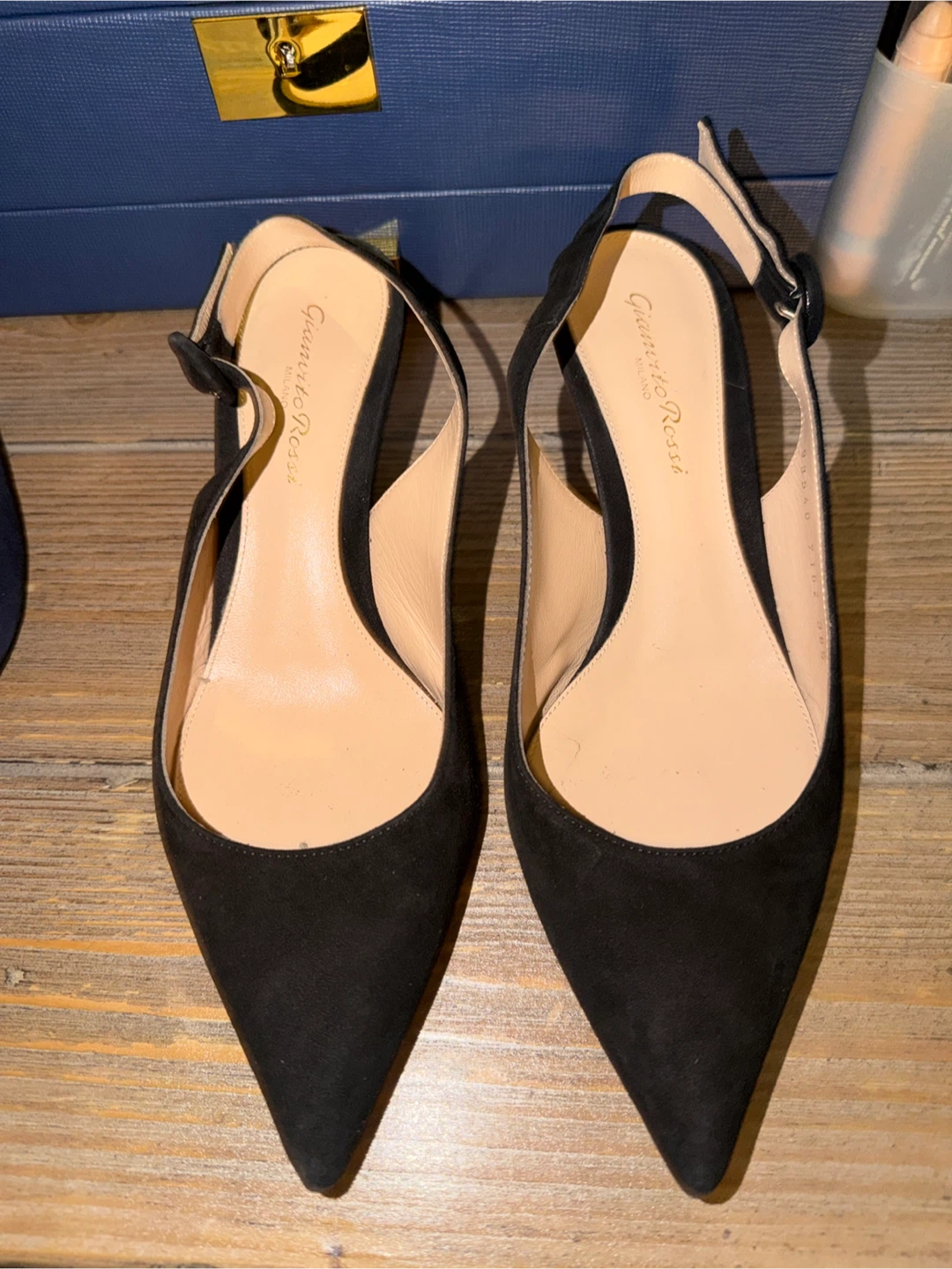 Gianvito Rossi Black Suede Slingback Heels