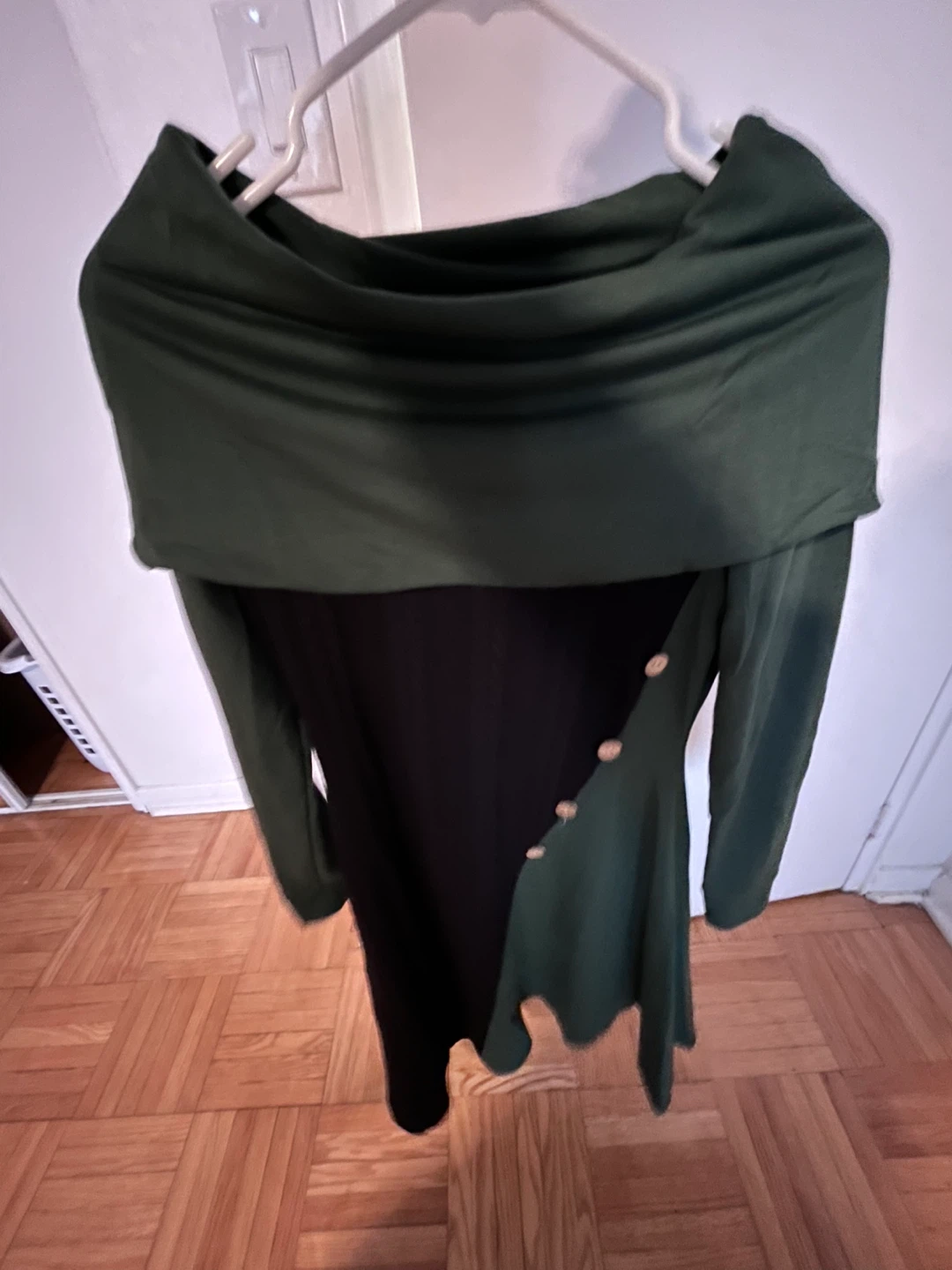 Green and Black Asymmetrical Dress