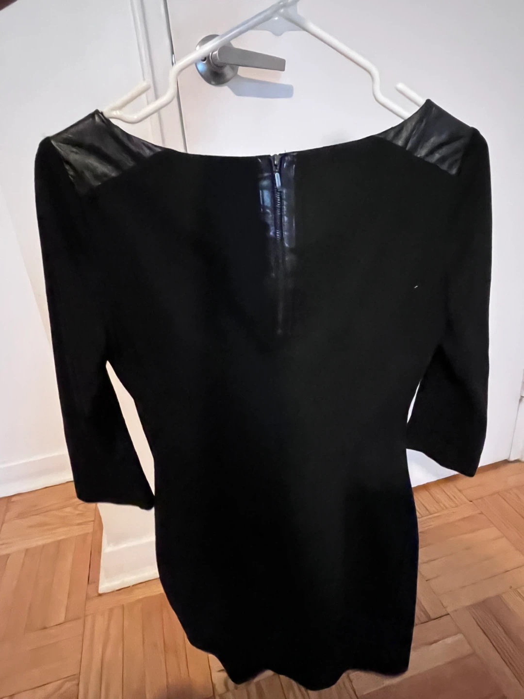 NAF NAF Black Dress with Faux Leather Shoulder Detail - Size M - photo 2