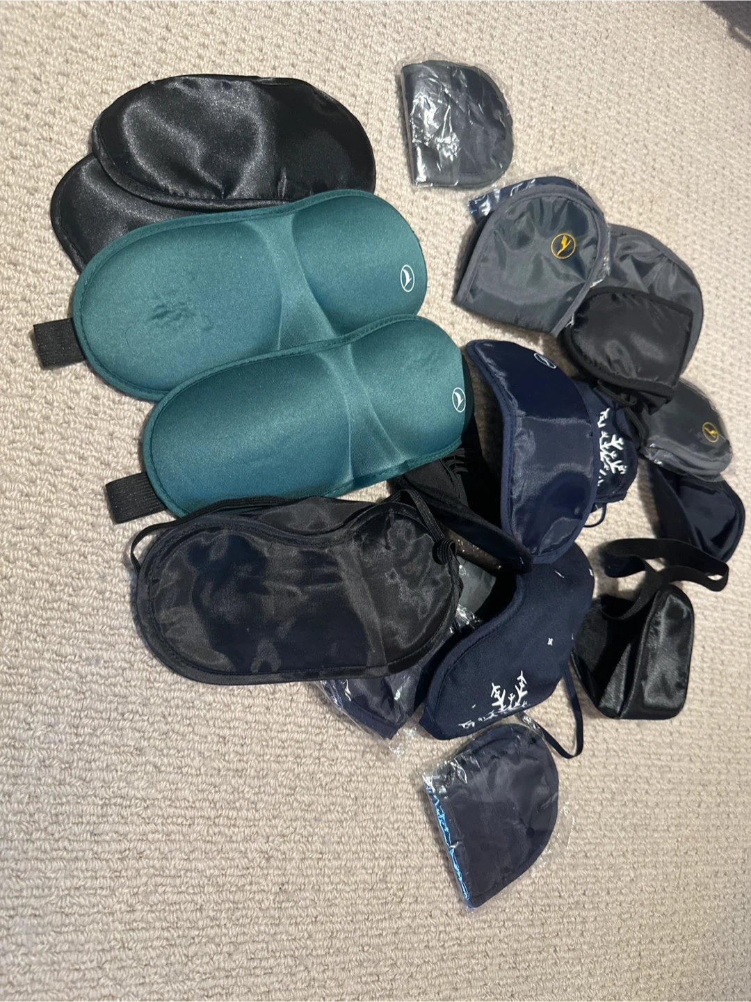 Assorted Eye Masks and Travel Accessories