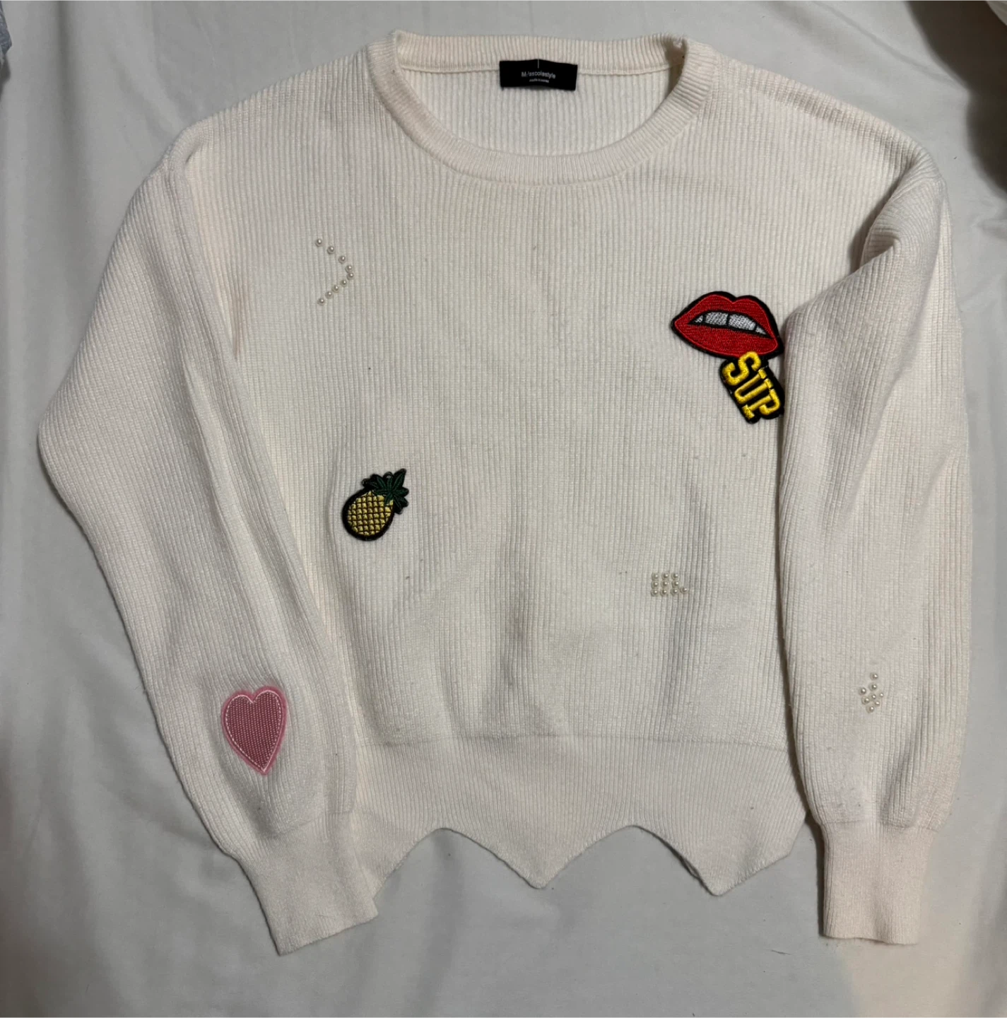 M:sscóíastyle Cream Sweater with Patches