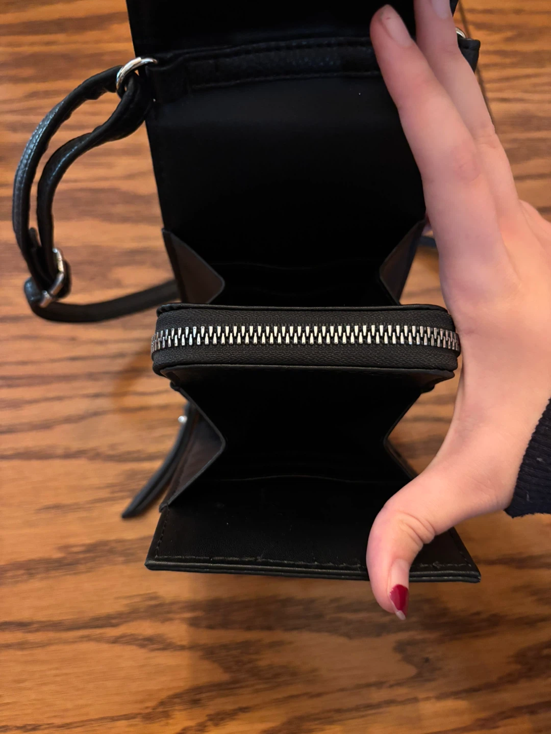 Black Leather Crossbody Phone Bag - photo 2