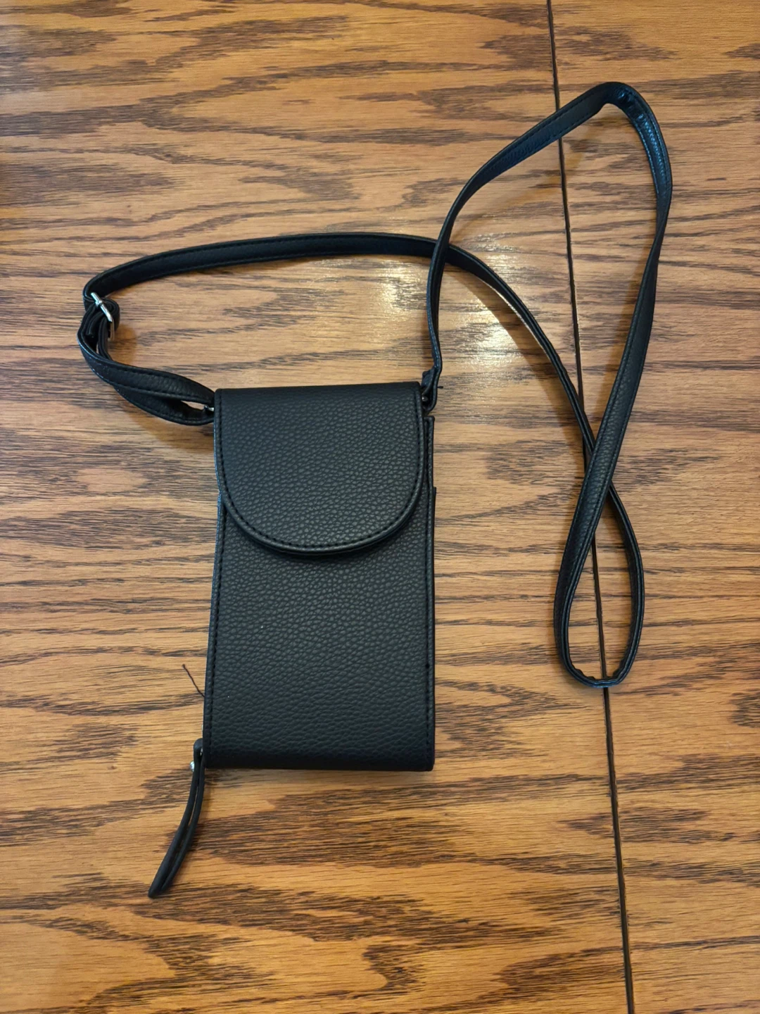 Black Leather Crossbody Phone Bag