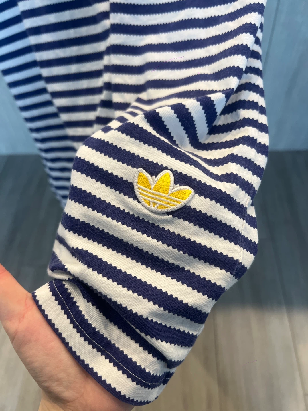 Adidas Striped T-Shirt - Blue/White - Size L - photo 4