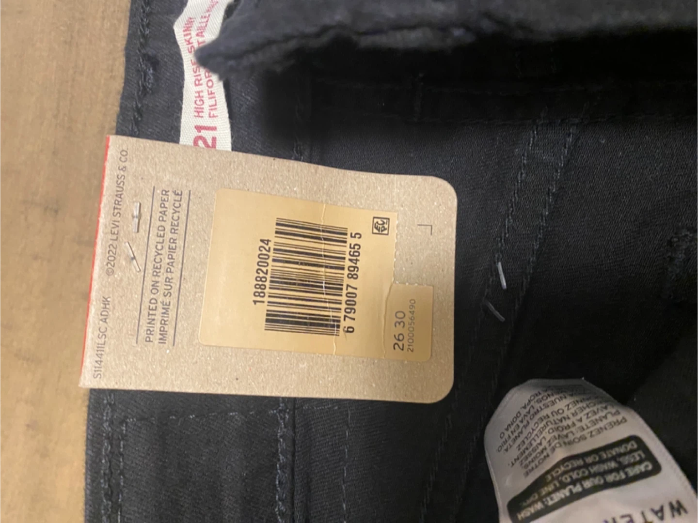 Levi's 721 High Rise Skinny Jeans Black Size 26x30 - photo 3