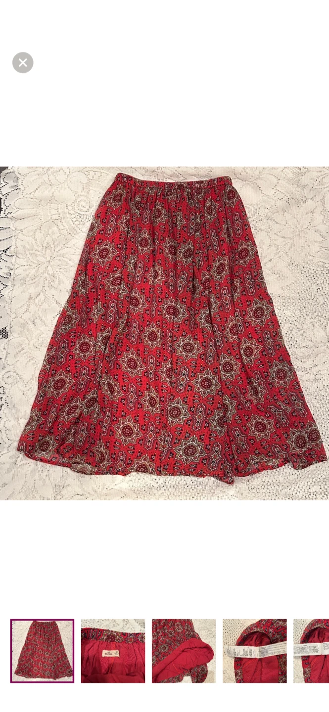 Hollister Red Floral Maxi Skirt Size XS