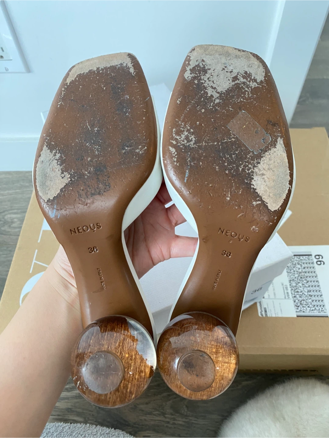 Neous White Leather Block Heel Mules Size 36 - photo 3