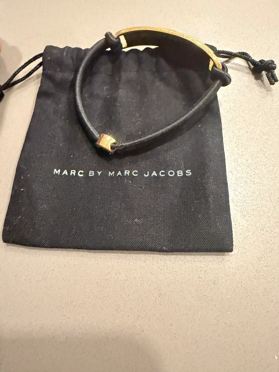 Marc by Marc Jacobs Black Leather ID Bar Bracelet - photo 2