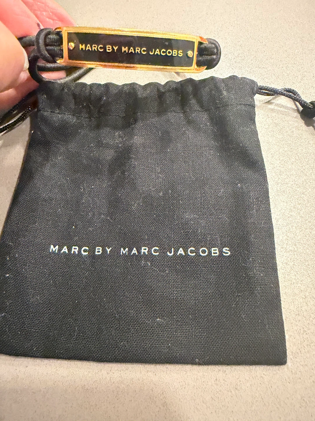 Marc by Marc Jacobs Black Leather ID Bar Bracelet - photo 4