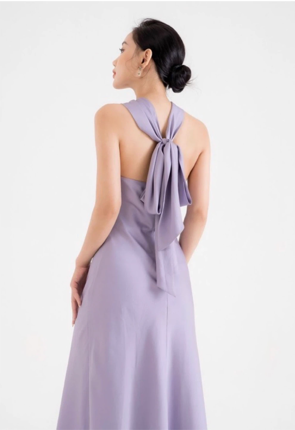 Lilac Halter Neck Maxi Dress with Bow Detail - photo 3