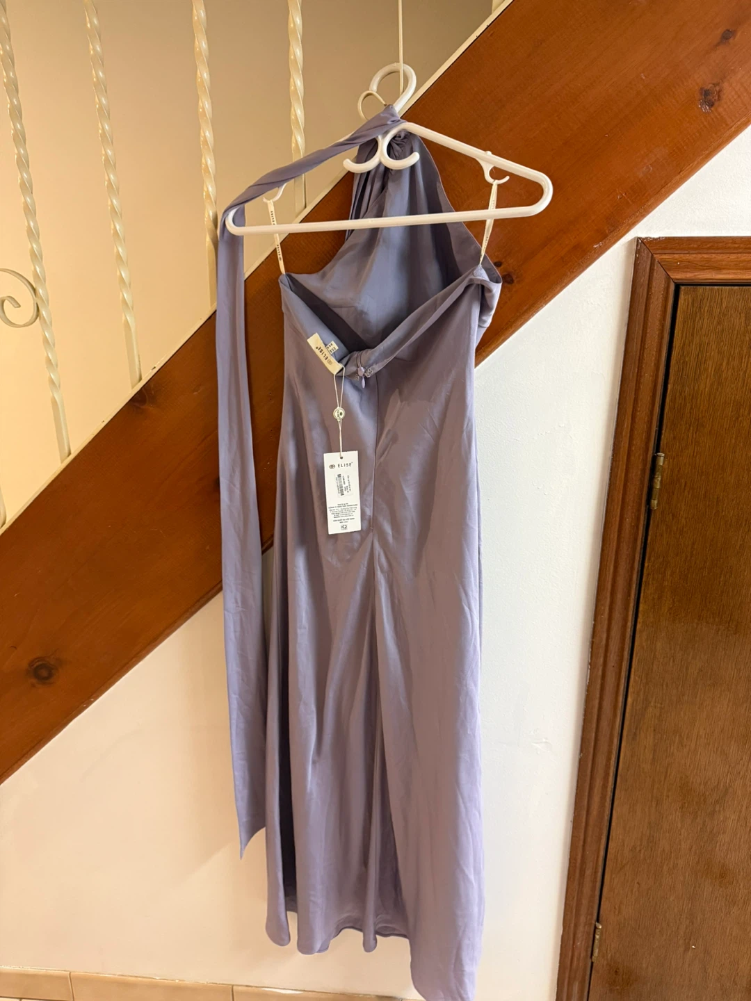 Lilac Halter Neck Maxi Dress with Bow Detail - photo 5