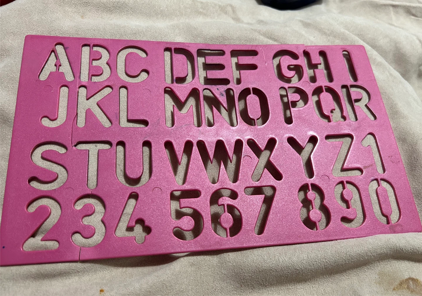 Pink Plastic Alphabet and Number Stencil Set