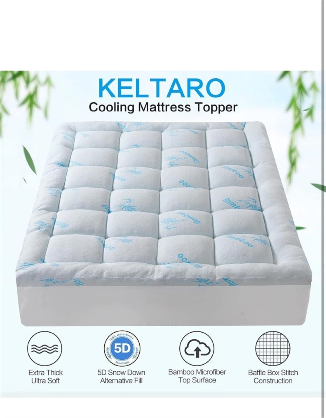 KELTARO Cooling Mattress Topper Queen size