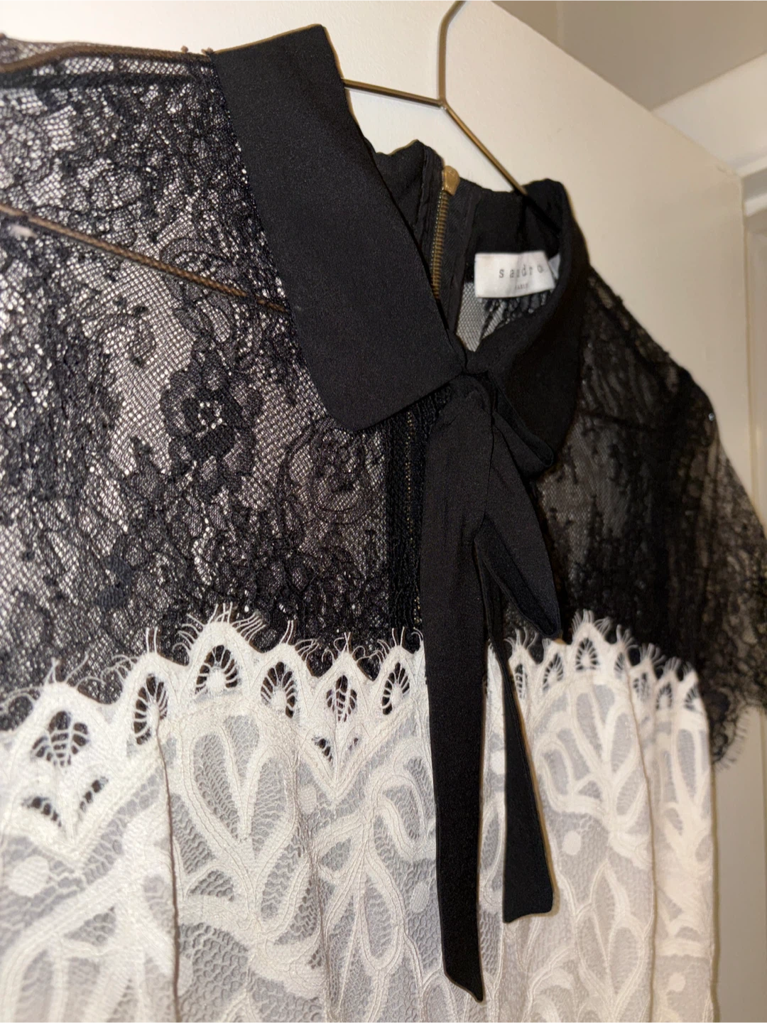 Sandro Paris Lace Dress Size 2 Black & White - photo 2