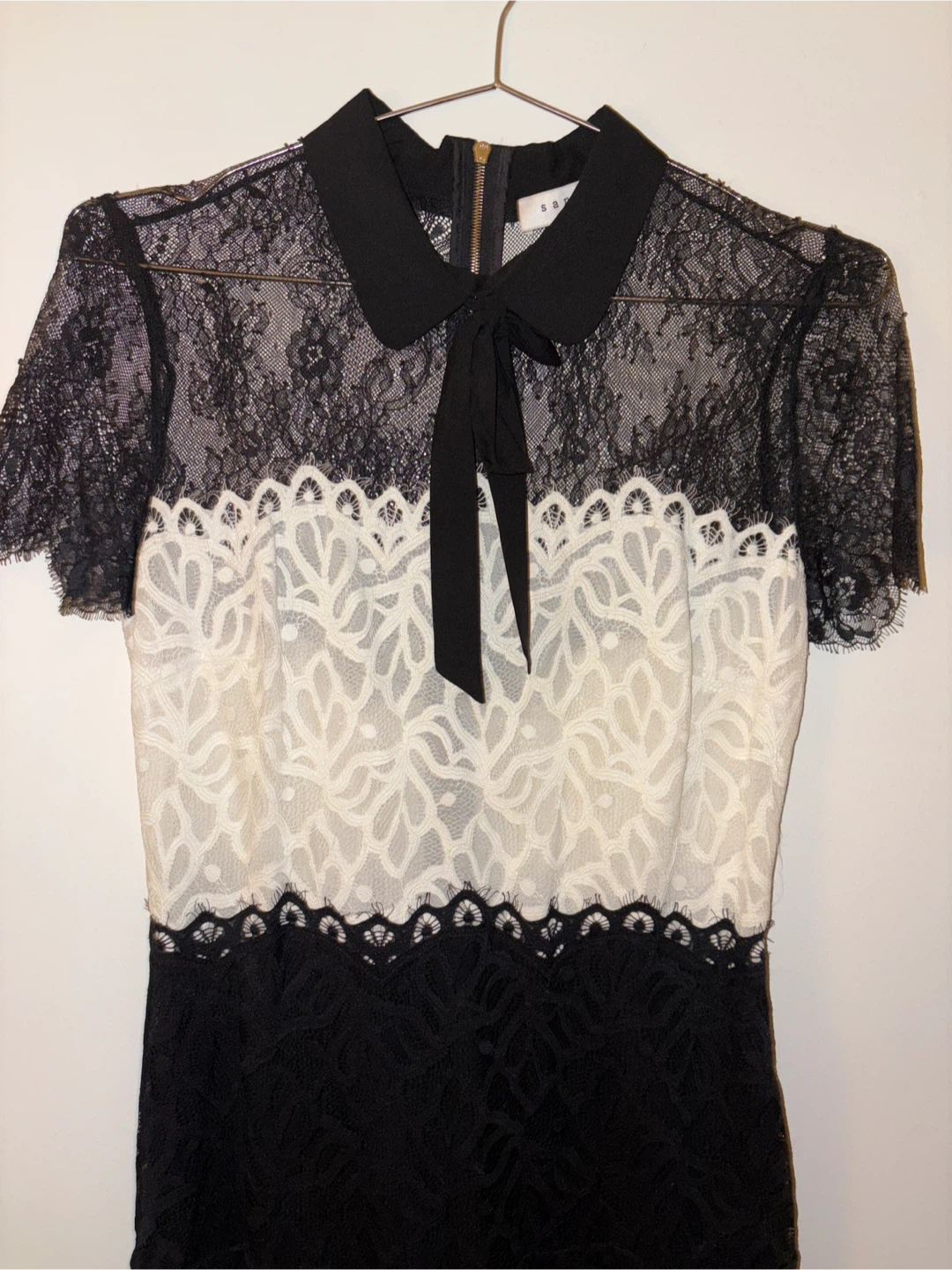 Sandro Paris Lace Dress Size 2 Black & White - photo 4