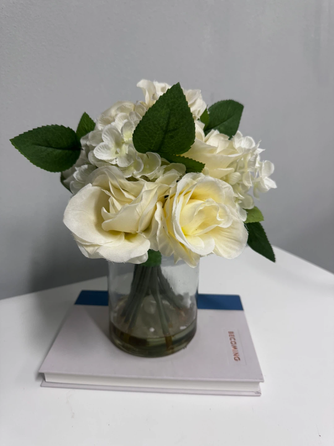 White Rose and Hydrangea Artificial Flower Arrangement