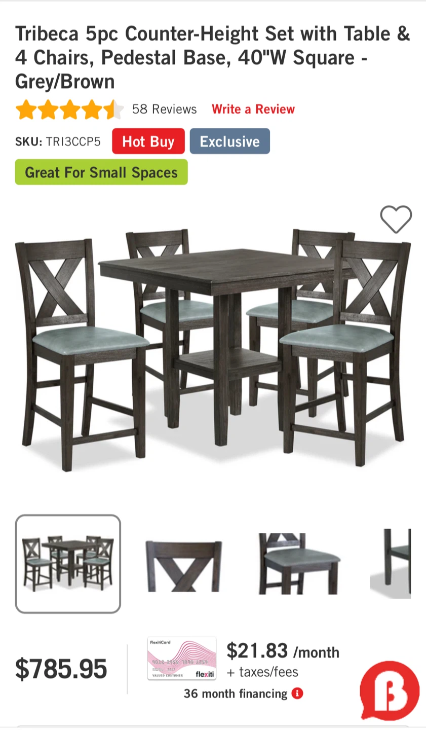 FREE 5pc Dining Set - Grey/Brown