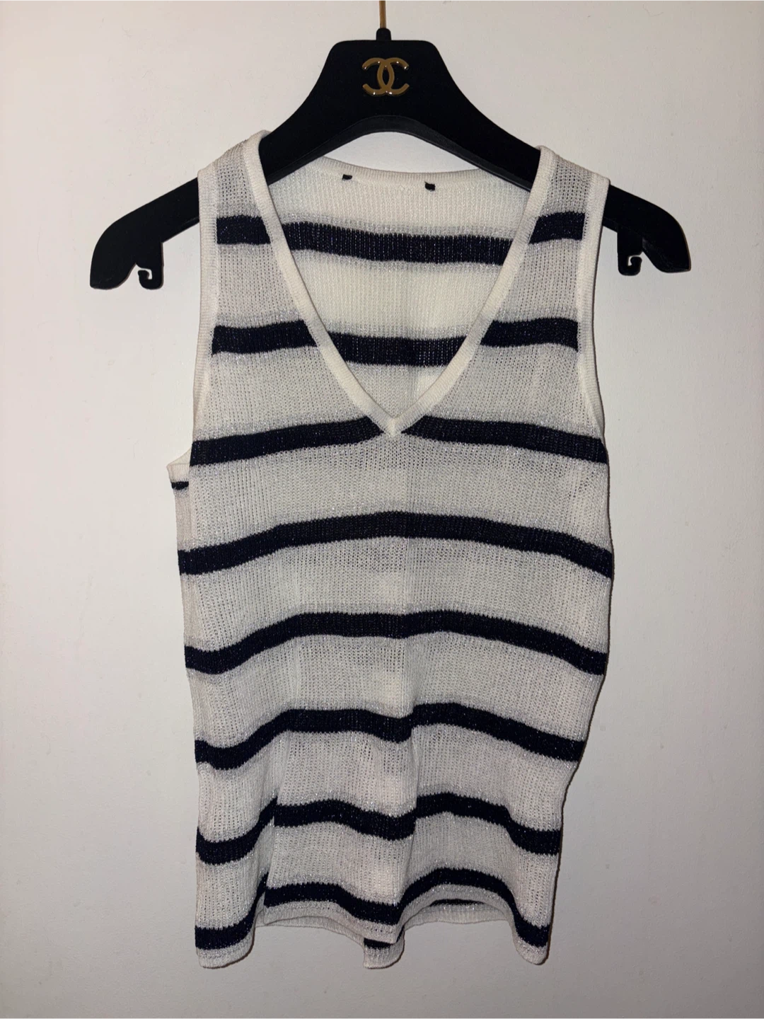 Mango Sleeveless Striped Knit Top