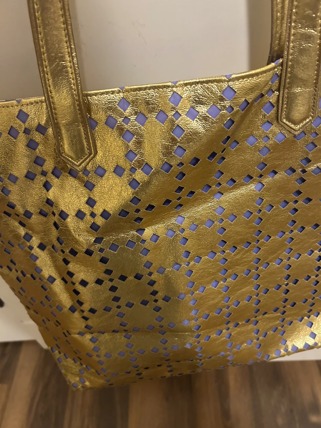 Gold Tote Bag with Purple Lining - photo 2