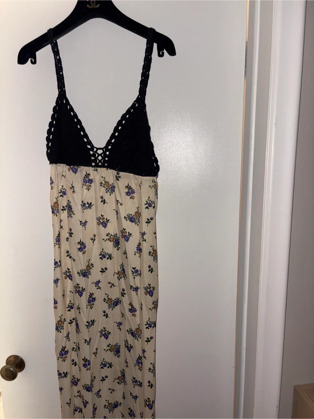 Floral Maxi Dress with Crochet Top