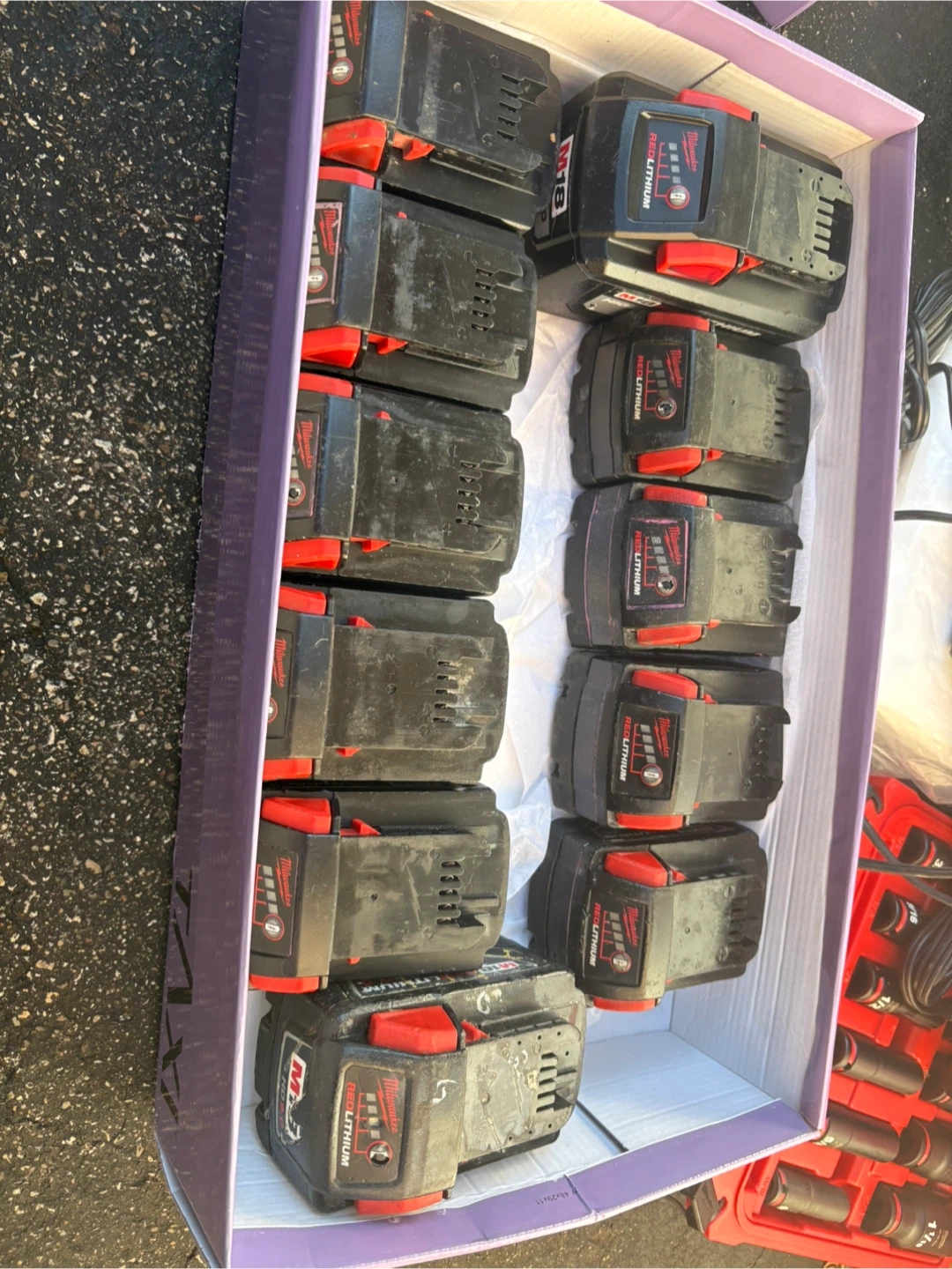 Milwaukee M18 REDLITHIUM Battery Pack Lot (9 Total)