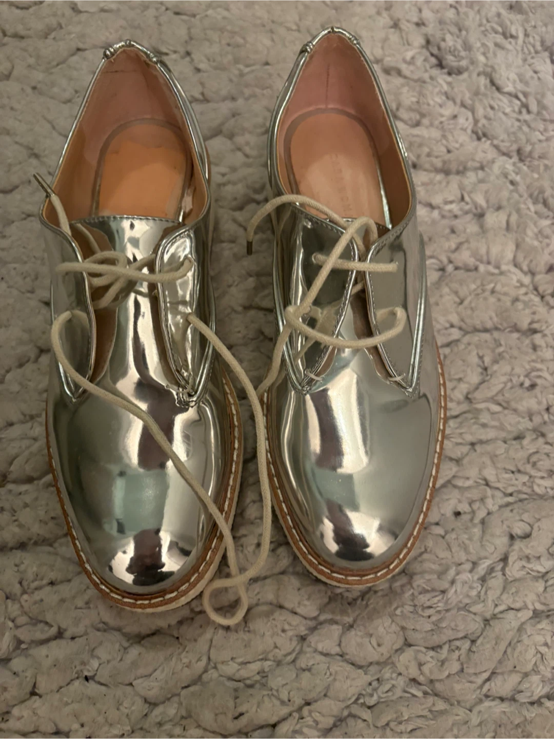 Zara Woman Silver Oxford Shoes