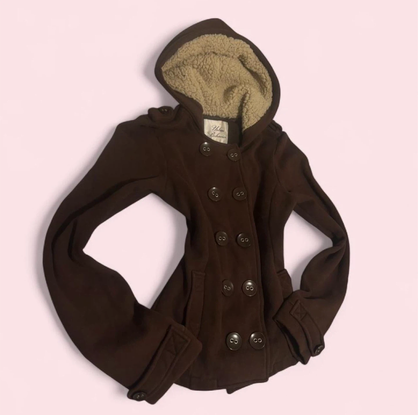 Urban Behavior Hooded Double-Breasted Jacket - Brown - photo 4