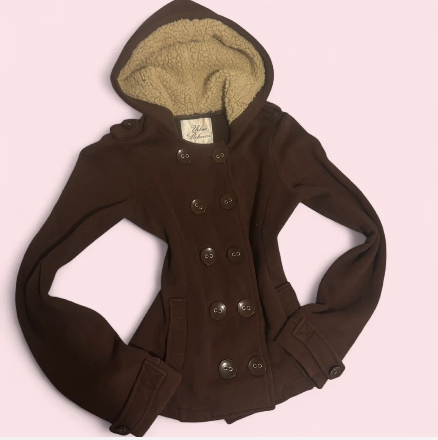 Urban Behavior Hooded Double-Breasted Jacket - Brown