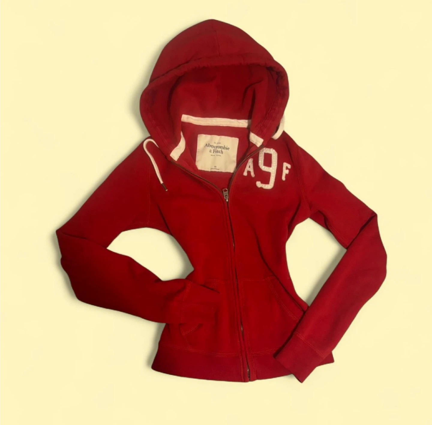 Abercrombie & Fitch Red Zip-Up Hoodie