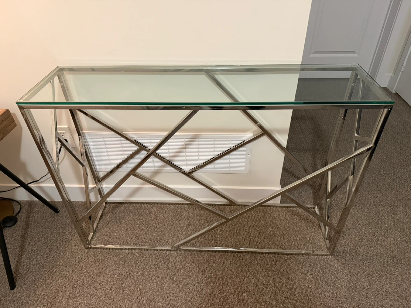 Glass and Chrome Console Table