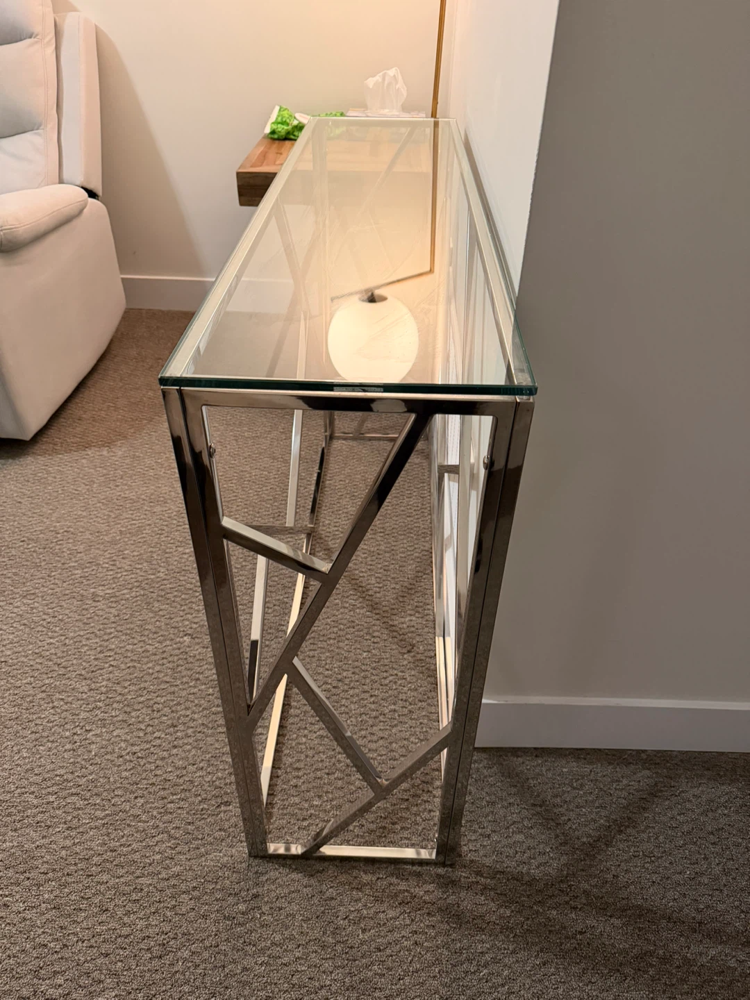 Glass and Chrome Console Table - photo 3