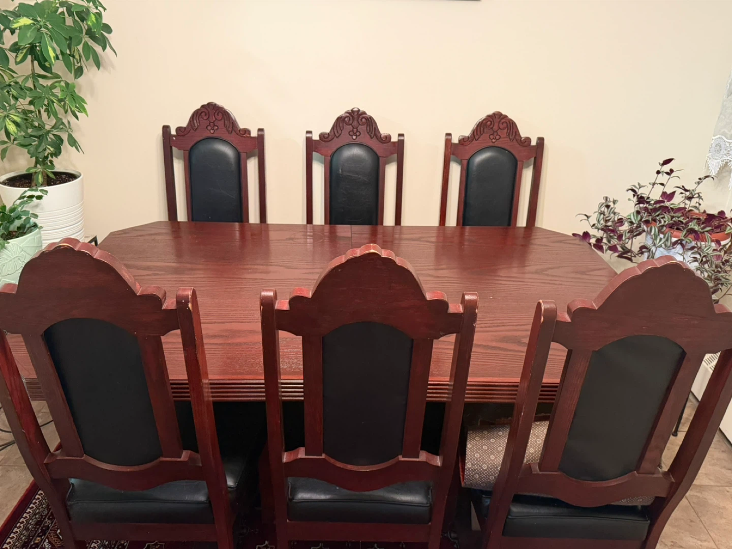 Wooden Dining Table Set with 6 Chairs
