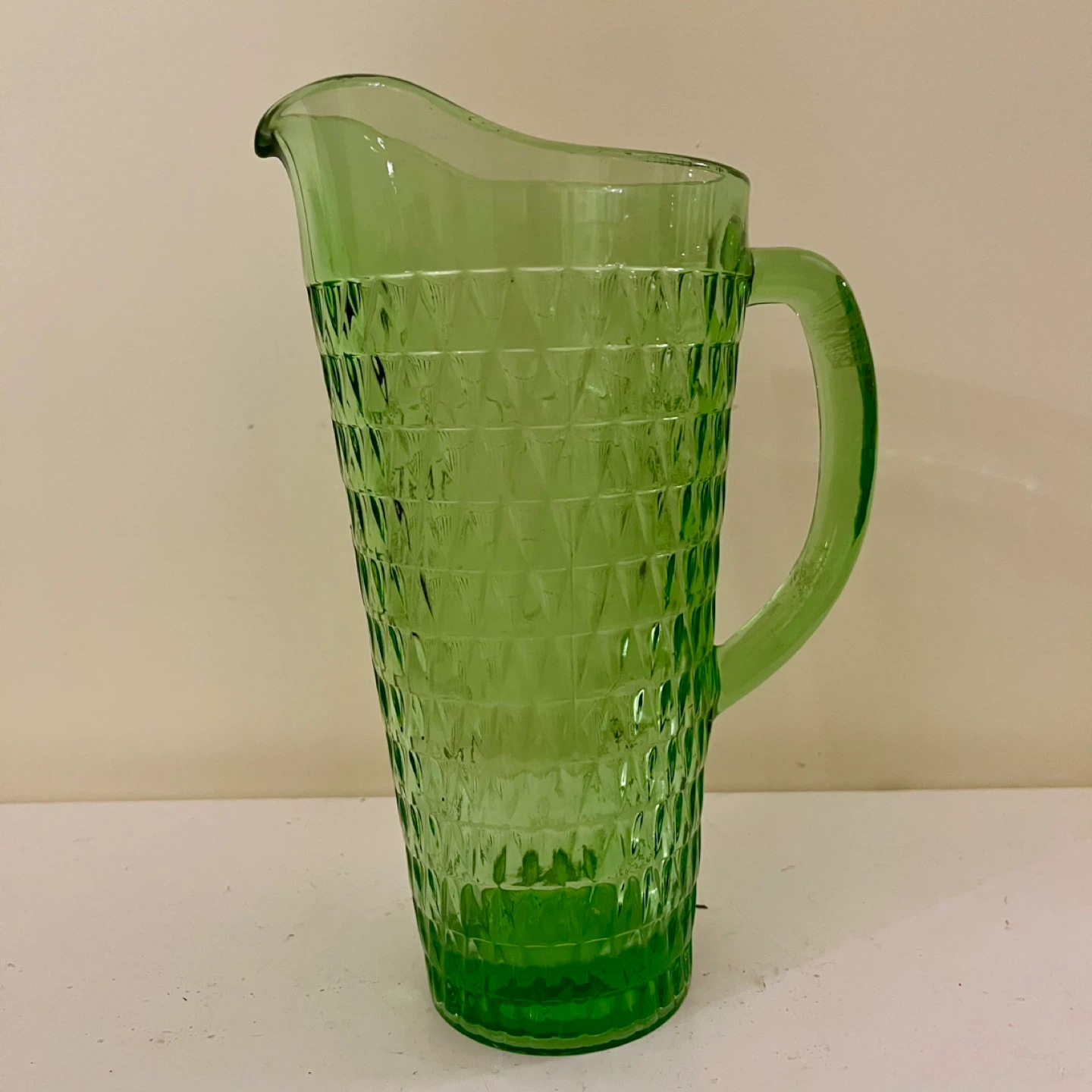 Vintage Green Glass Pitcher