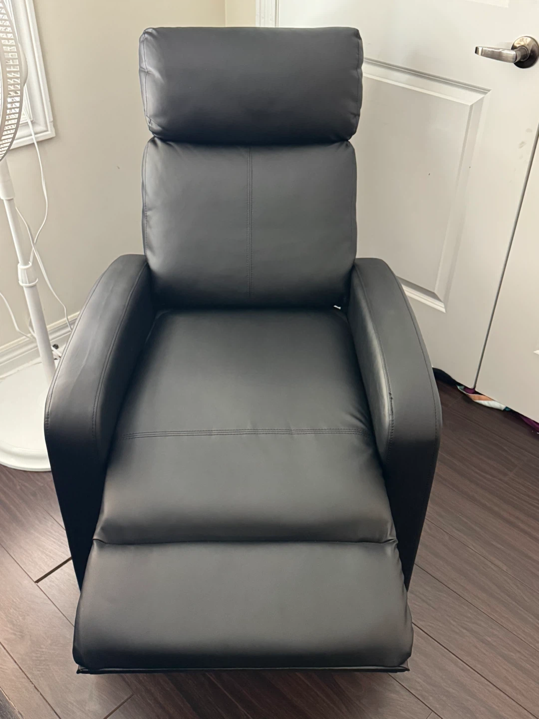 Black Leather Power Recliner Chair with Remote