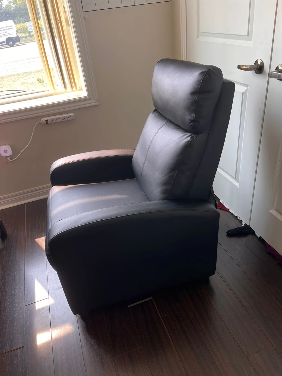 Black Leather Power Recliner Chair with Remote - photo 2