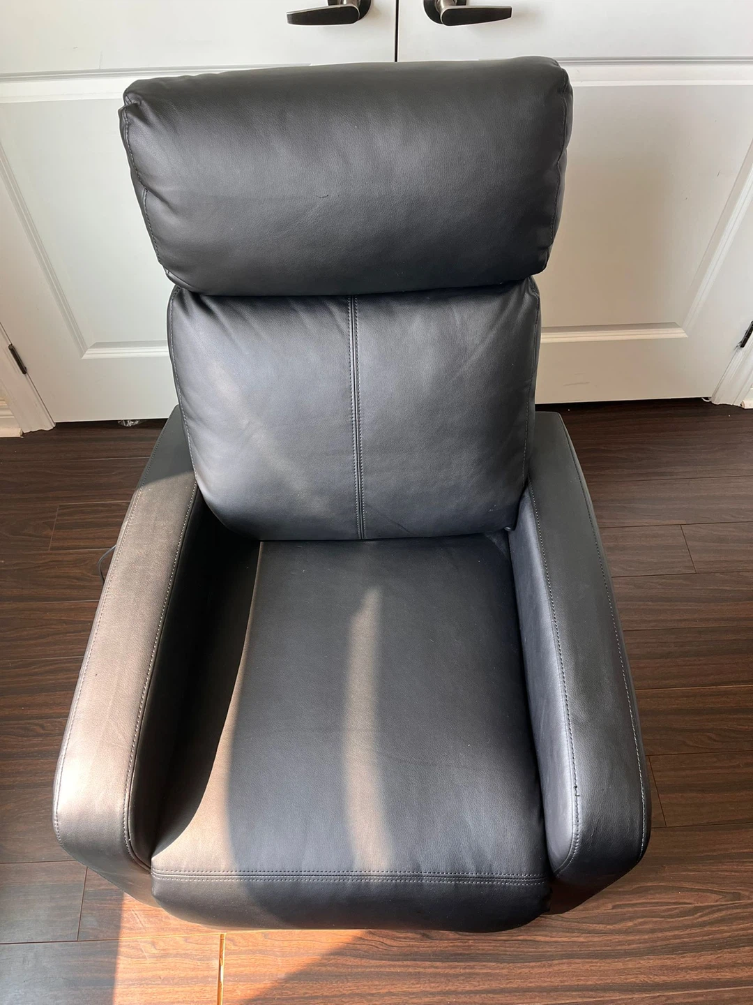 Black Leather Power Recliner Chair with Remote - photo 3