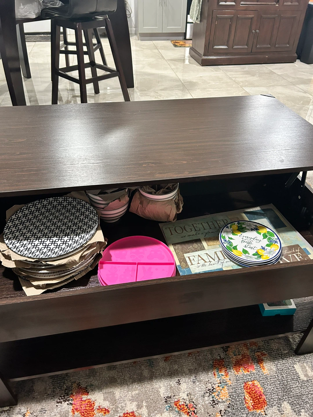 Dark Wood Coffee Table with Storage - photo 3