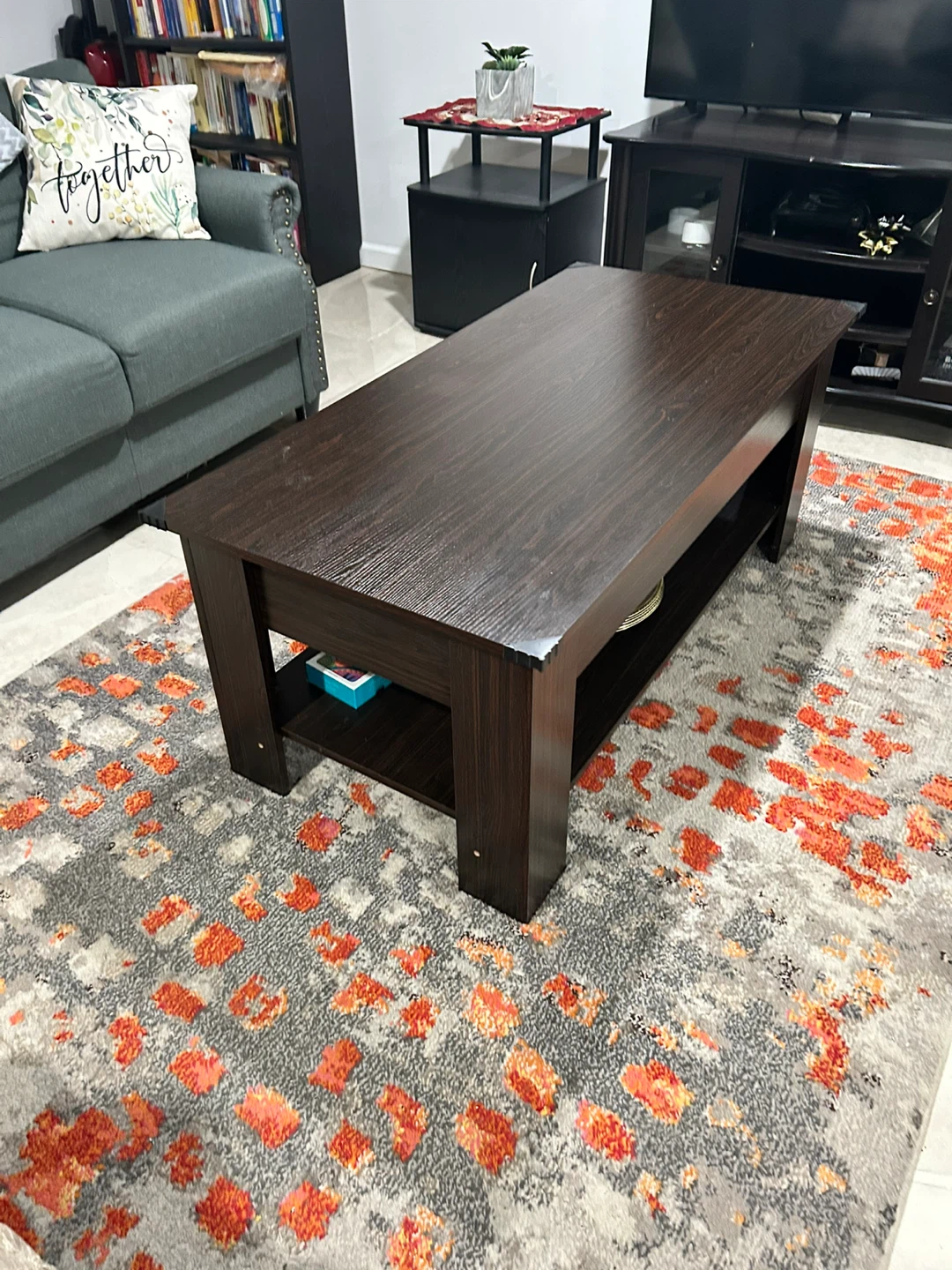 Dark Wood Coffee Table with Storage