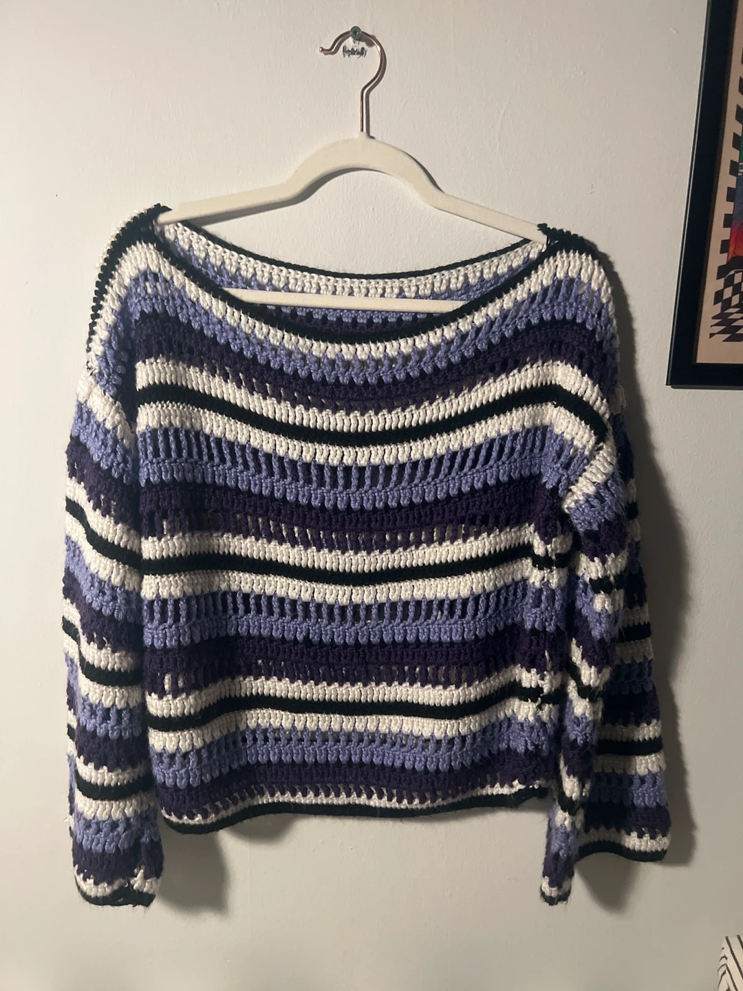 Hand-made Crocheted Striped Sweater
