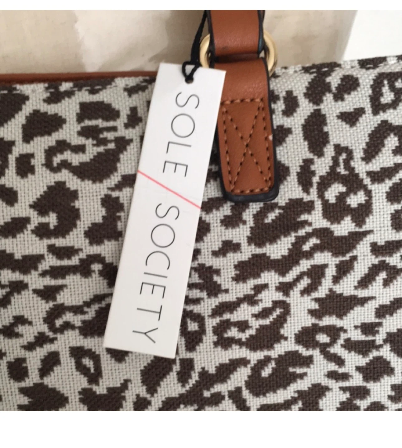 ACCEPTING OFFERS Sole Society Leopard Print Tote with Tan Straps - photo 5